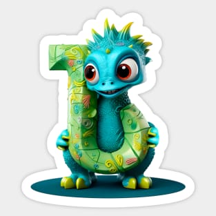 Cute Monster for Kids Alphabet Letter J Funny Back to School Sticker